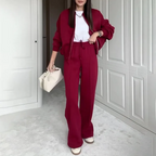 Tweedelige Set Dames Sweater en Broek Relaxed – Co-ord Set - Rood