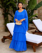 Jurk Dames Elegante Chiffon Maxi - Chiffon - Blauw