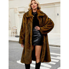 Jas Dames Lang Fluffy Faux Fur Lange Mouw
