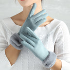 Handschoenen Dames Warm Winter - Blauw met pluche rand