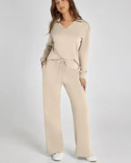 Tweedelige Set Dames Lange Mouwen Relaxed – Co-ord Set - Kaki