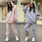 Co-ord set Dames Capuchon Casual Effen Tweedelig