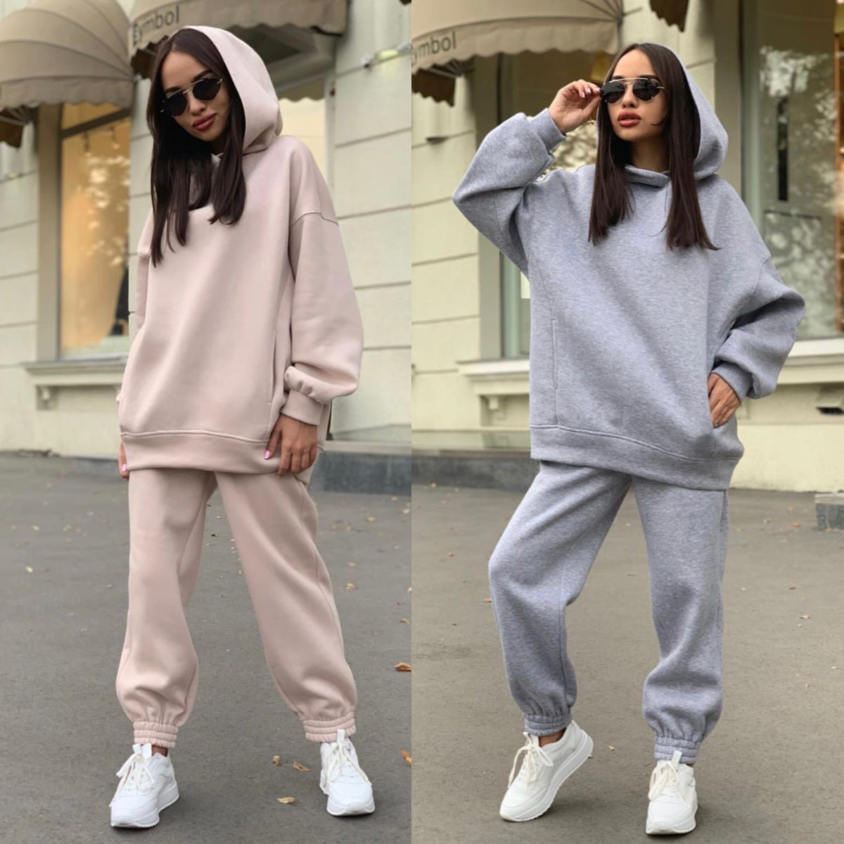 Co-ord set Dames Capuchon Casual Effen Tweedelig