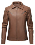 Leren Jas Dames Slim Fit Koreaanse Stijl Streetwear