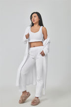 Nachtkleding Dames 3-Delig Fluffy Loungewear Wijde Pijpen