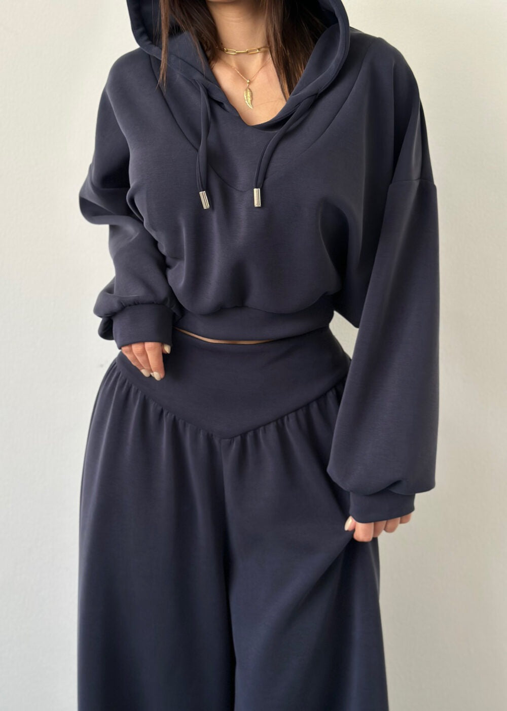 Co-ord set Dames V-hals Capuchon Casual Broekset