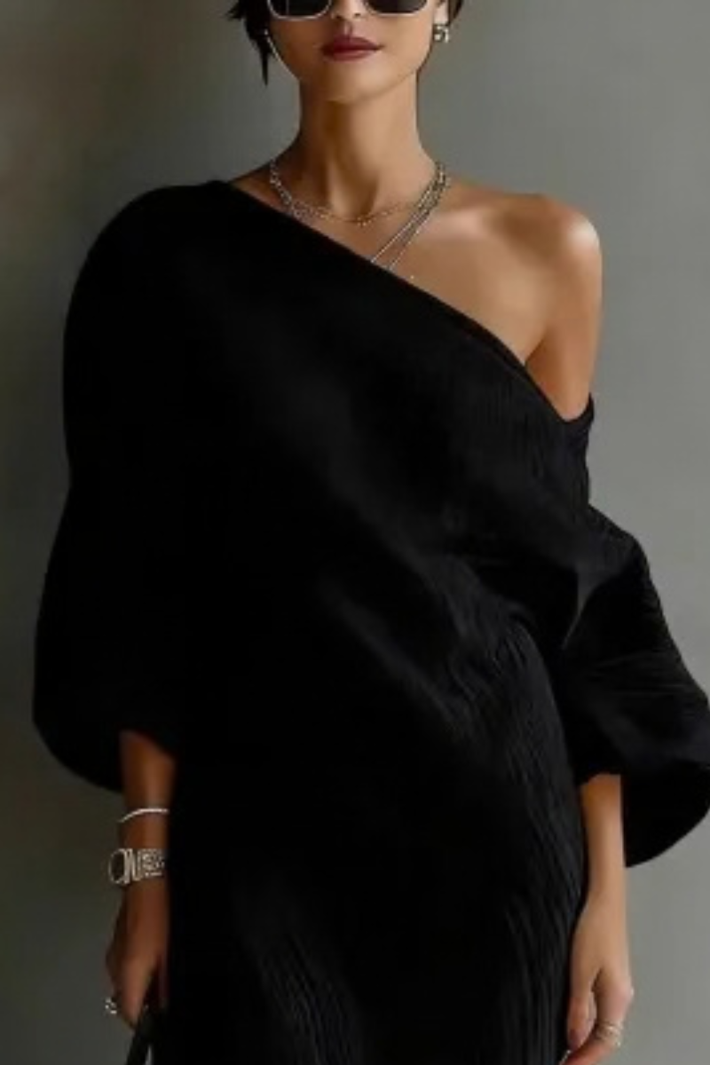 Jurk Dames One Shoulder Maxi Elegant - Chiffon