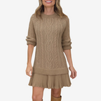 Jurk Dames Herfst/Winter Gebreid Midi - Gebreid - Bruin