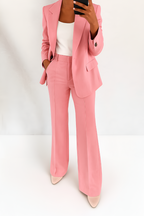 Tweedelige Set Dames Klassiek Pak met Blazer – Co-ord Set