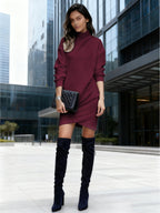 Miss | Mini Jurk Dames Ribgebreid Col Asymmetrische Zoom