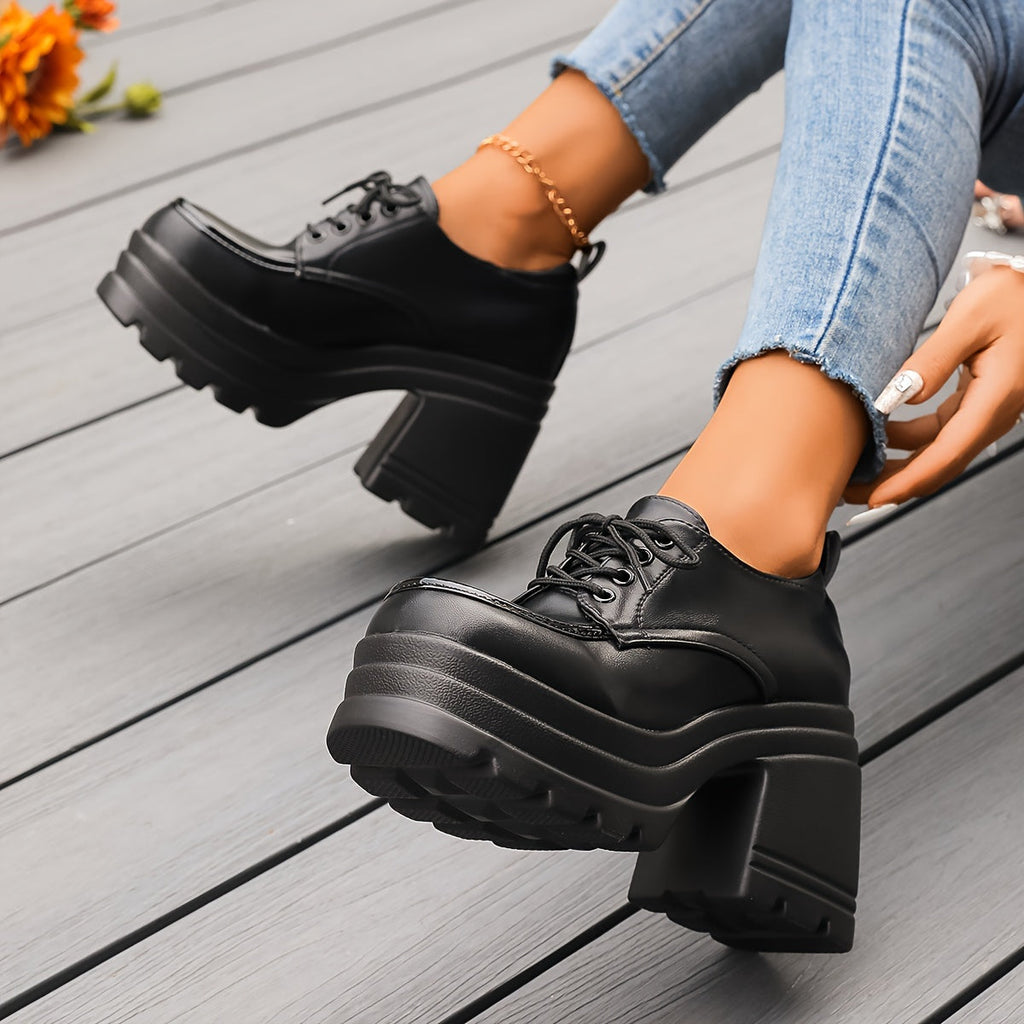 Miss | Jurk Dames Retro Platform Vetersluiting Blokhak