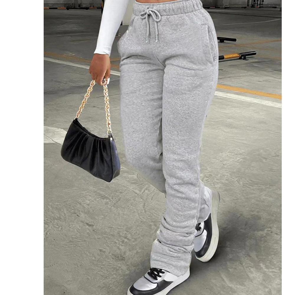 Broek Dames Loose Fit Rechte Pijp Trekkoord