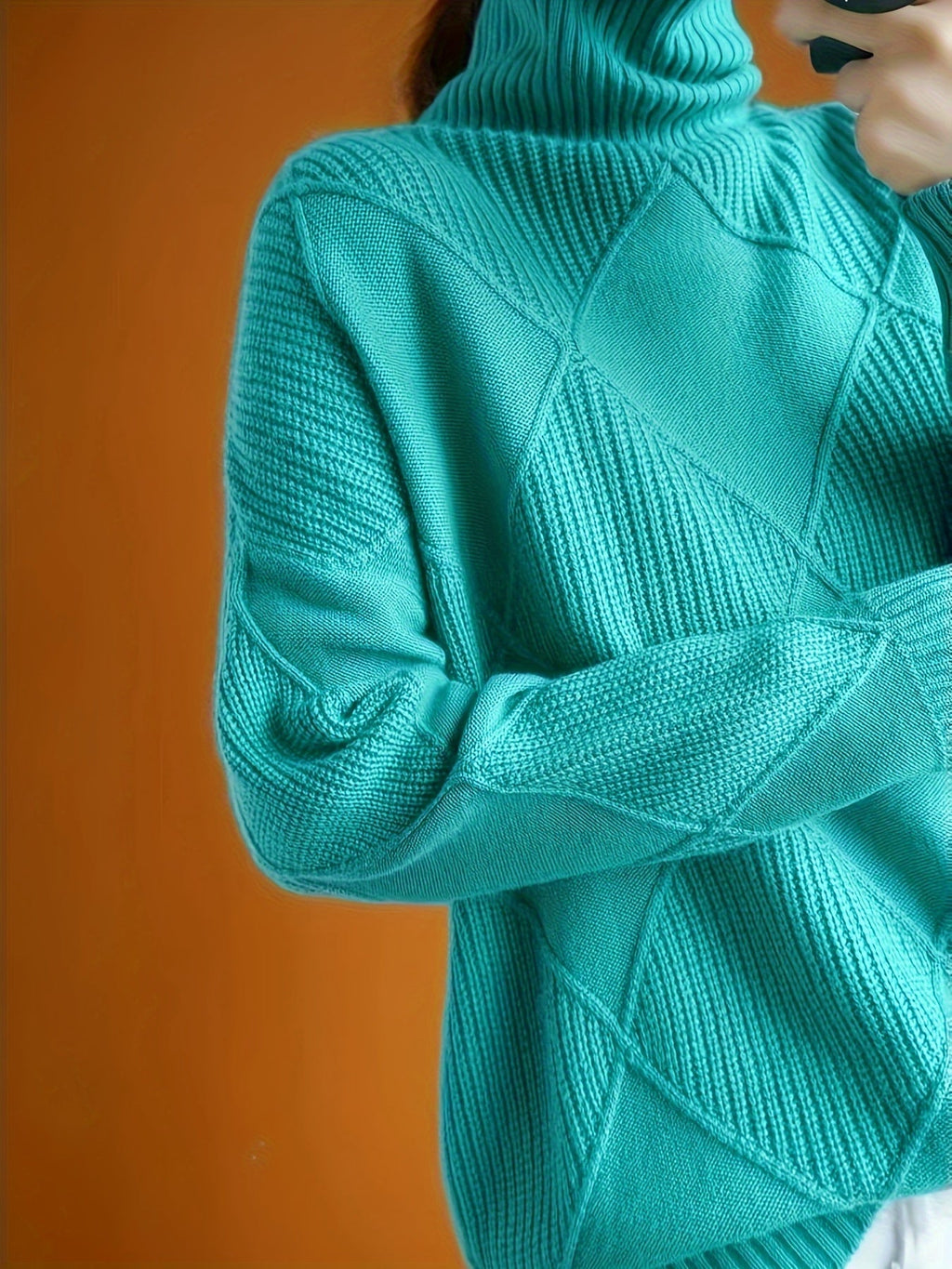 Miss | Trui Dames Oversized Hoge Kraag Ruitpatroon - Gebreid