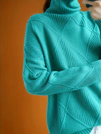 Miss | Trui Dames Oversized Hoge Kraag Ruitpatroon - Gebreid