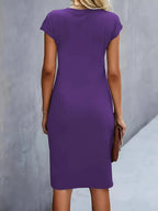 Jurk Dames Getailleerd Midi Ronde Hals - Polyester