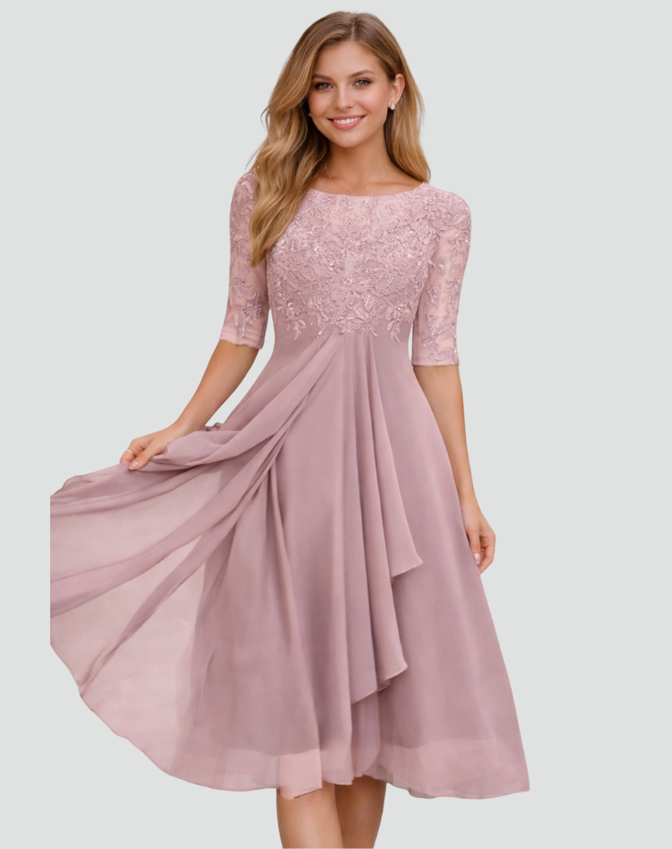 Rok Dames Feestelijk Tule Midi - Kant - Roze
