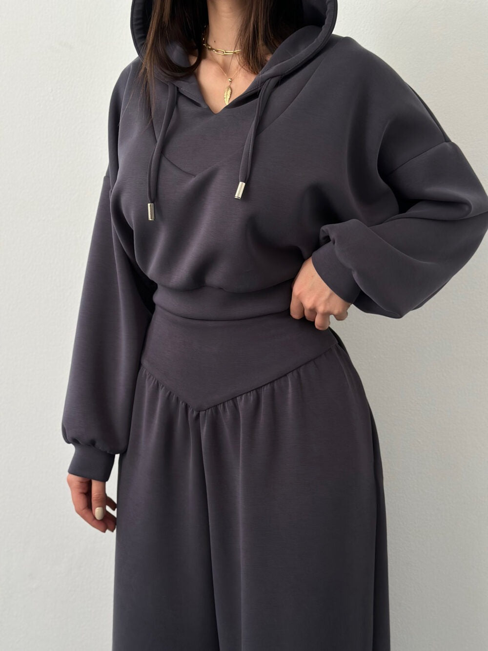 Co-ord set Dames V-hals Capuchon Casual Broekset