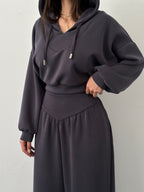 Co-ord set Dames V-hals Capuchon Casual Broekset