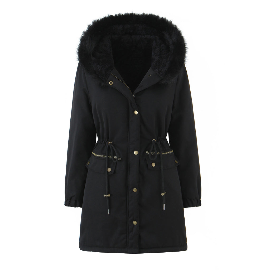 Jas Dames Gewatteerd Capuchon Lange Mouw Casual
