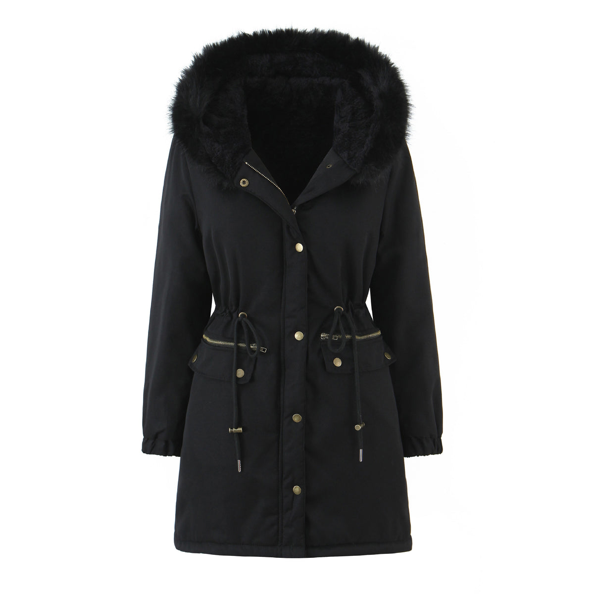 Jas Dames Gewatteerd Capuchon Lange Mouw Casual