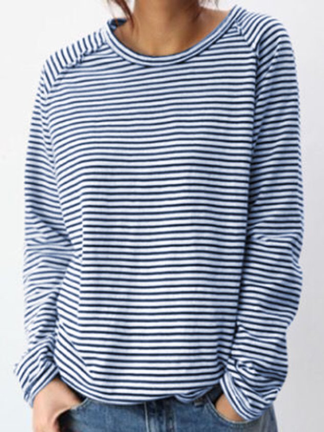 Miss | Hoodie Dames Gestreept Relaxed Fit Lange Mouw