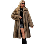Jas Dames Lang Fluffy Faux Fur Lange Mouw