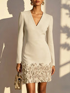 Jurk Dames V-hals Bodycon 3D Bloemen Feest
