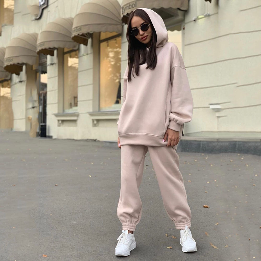 Co-ord set Dames Capuchon Casual Effen Tweedelig