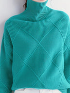 Miss | Trui Dames Oversized Hoge Kraag Ruitpatroon - Gebreid
