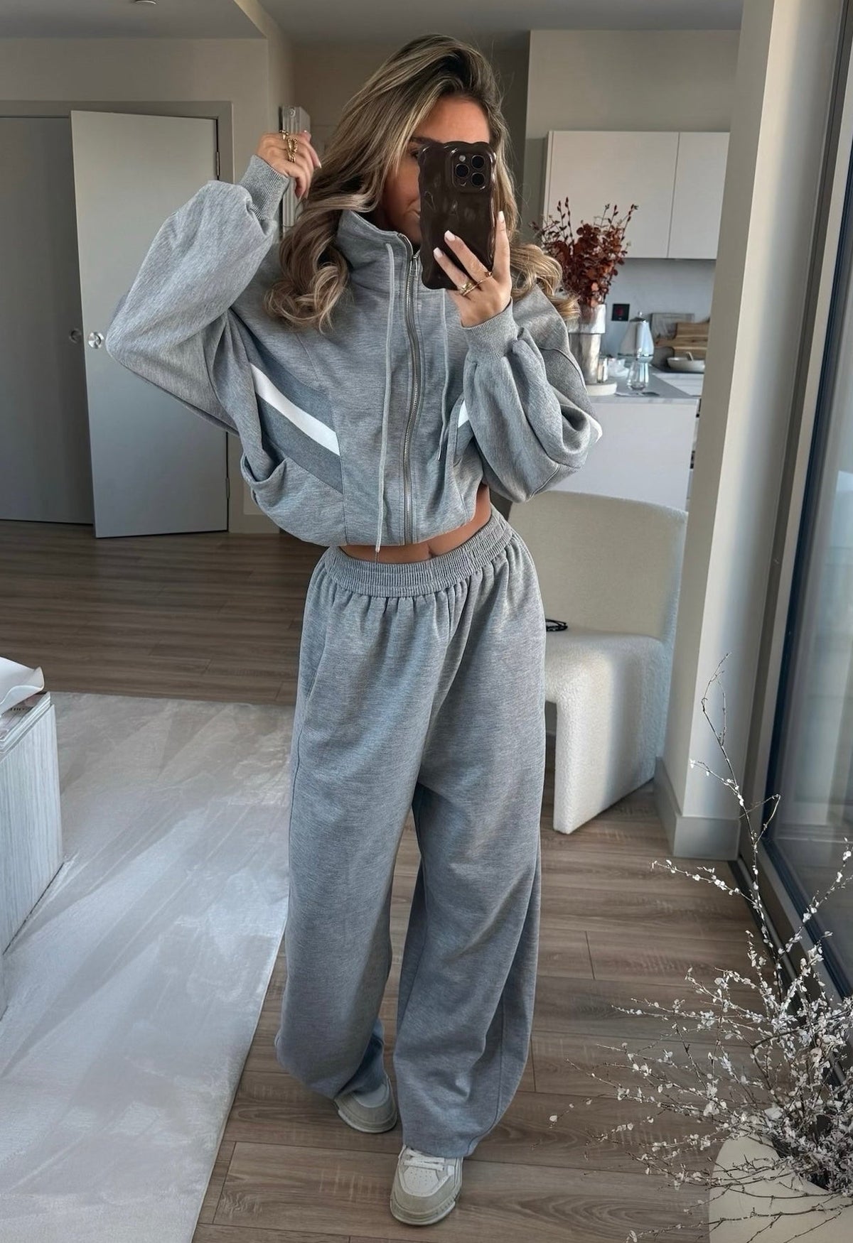 Jas Dames Oversized Trechterhals Rits Contraststreep