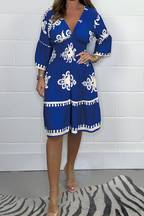 Jurk Dames Zomerse Boho-Stijl - Polyester - Blauw