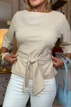 Top Dames Strik Taille Vrouwelijk - Polyester - Beige