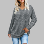 Trui Dames V-hals Relaxed Fit Lange Mouw