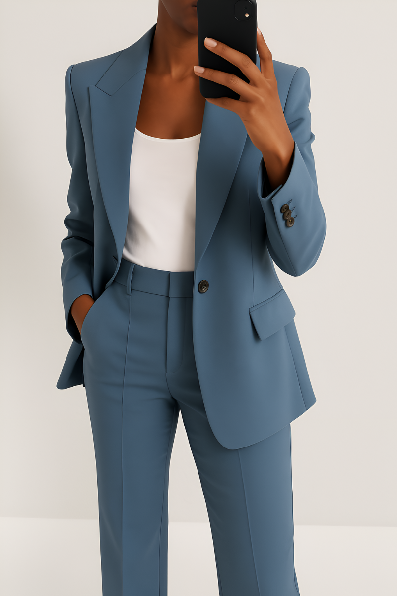 Tweedelige Set Dames Klassiek Pak met Blazer – Co-ord Set