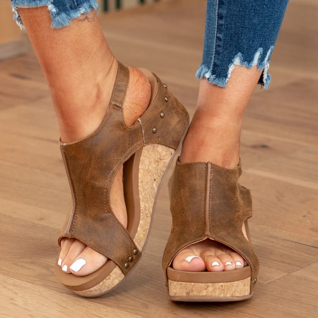 Miss | Sleehak Sandalen Dames Comfort - Suède Leer