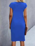 Jurk Dames Getailleerd Midi Ronde Hals - Polyester