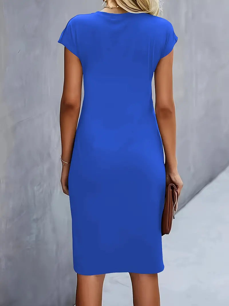 Jurk Dames Getailleerd Midi Ronde Hals - Polyester