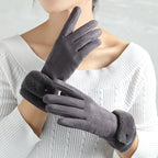 Handschoenen Dames Warm Winter - Grijs met pluche rand