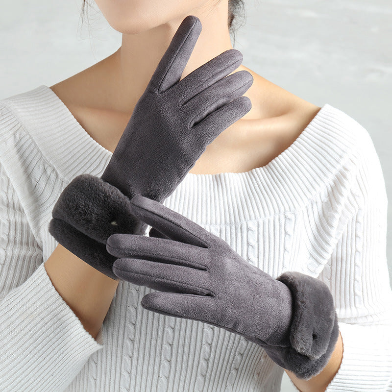 Handschoenen Dames Warm Winter - Grijs met pluche rand