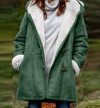 Jas Dames Fleece Capuchon Midi Vintage