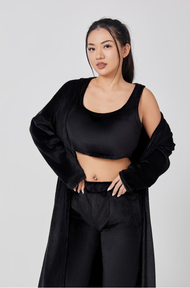 Nachtkleding Dames 3-Delig Fluffy Loungewear Wijde Pijpen
