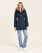 Miss Madera winterjas gewatteerd blauw - voorkant