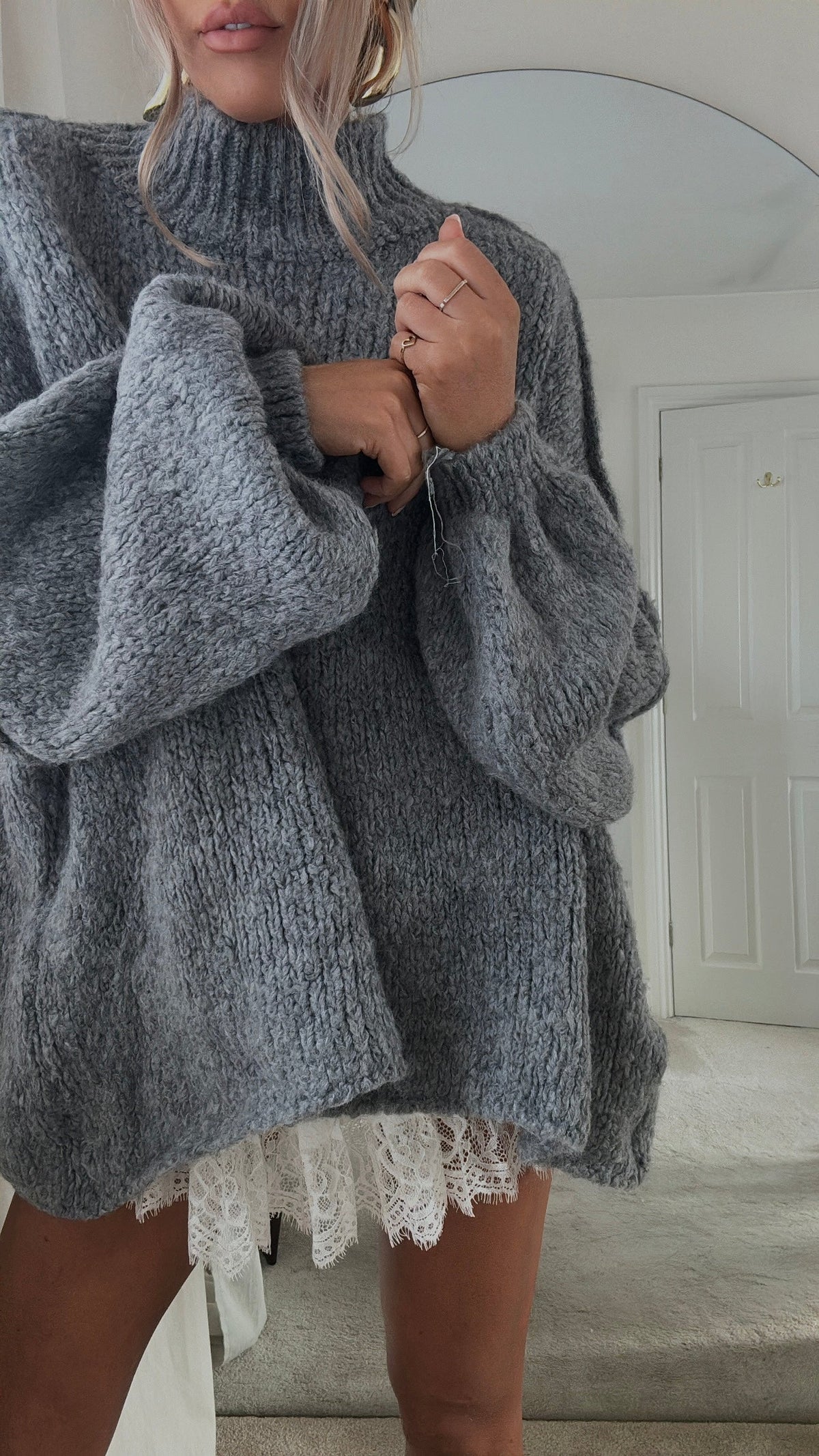 Trui Dames Oversized Funnelneck Gebreid