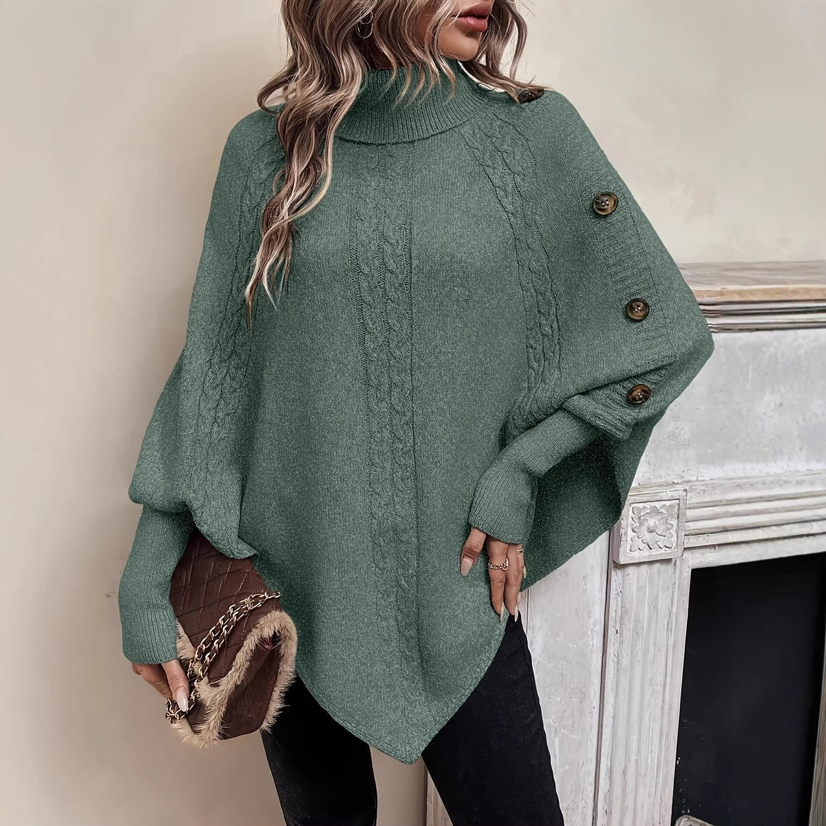 Jas Dames Cape-stijl Vleermuismouw Revers Midi