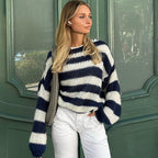 Trui Dames Gestreept Oversized Lange Mouw