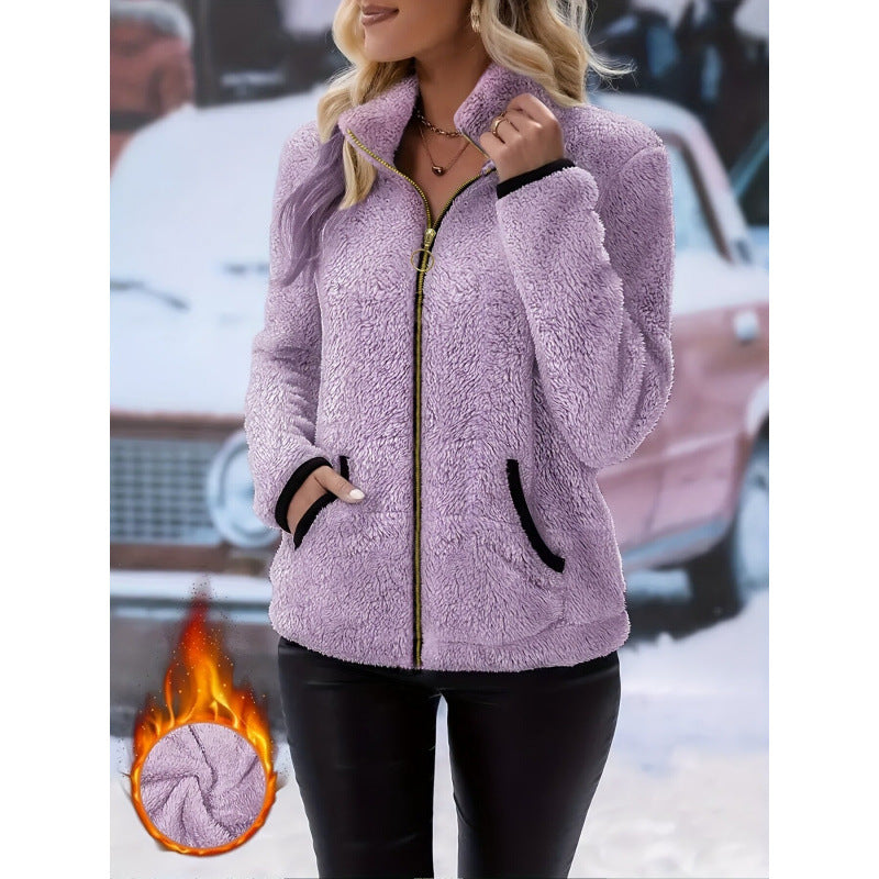 Jas Dames Dubbelzijdig Fleece Rits Capuchon