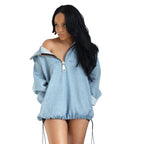 Hoodie Dames Oversized Vleermouwen Rits Capuchon