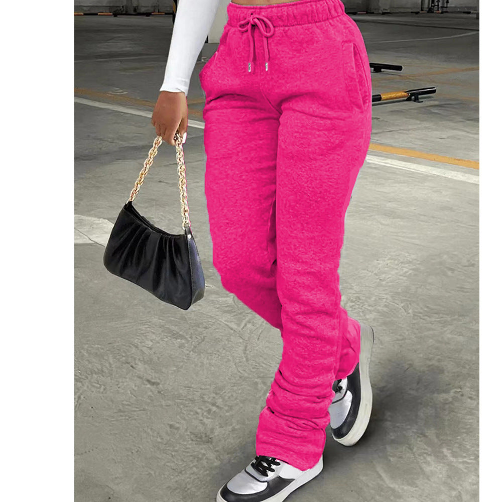 Broek Dames Loose Fit Rechte Pijp Trekkoord