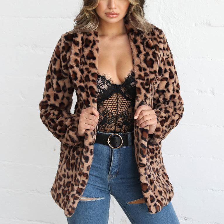 Blazer Dames Luipaardprint Blazerkraag Midi