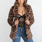 Blazer Dames Luipaardprint Blazerkraag Midi